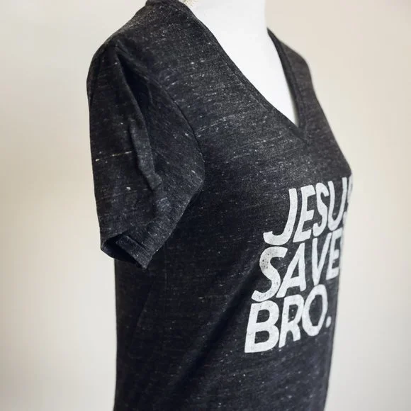 Alternative Apparel "JESUS SAVES BRO." V-neck T-shirt - Picture 3 of 4